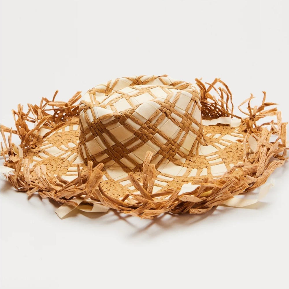 Stylish Tan and Cream Women's Straw Hat